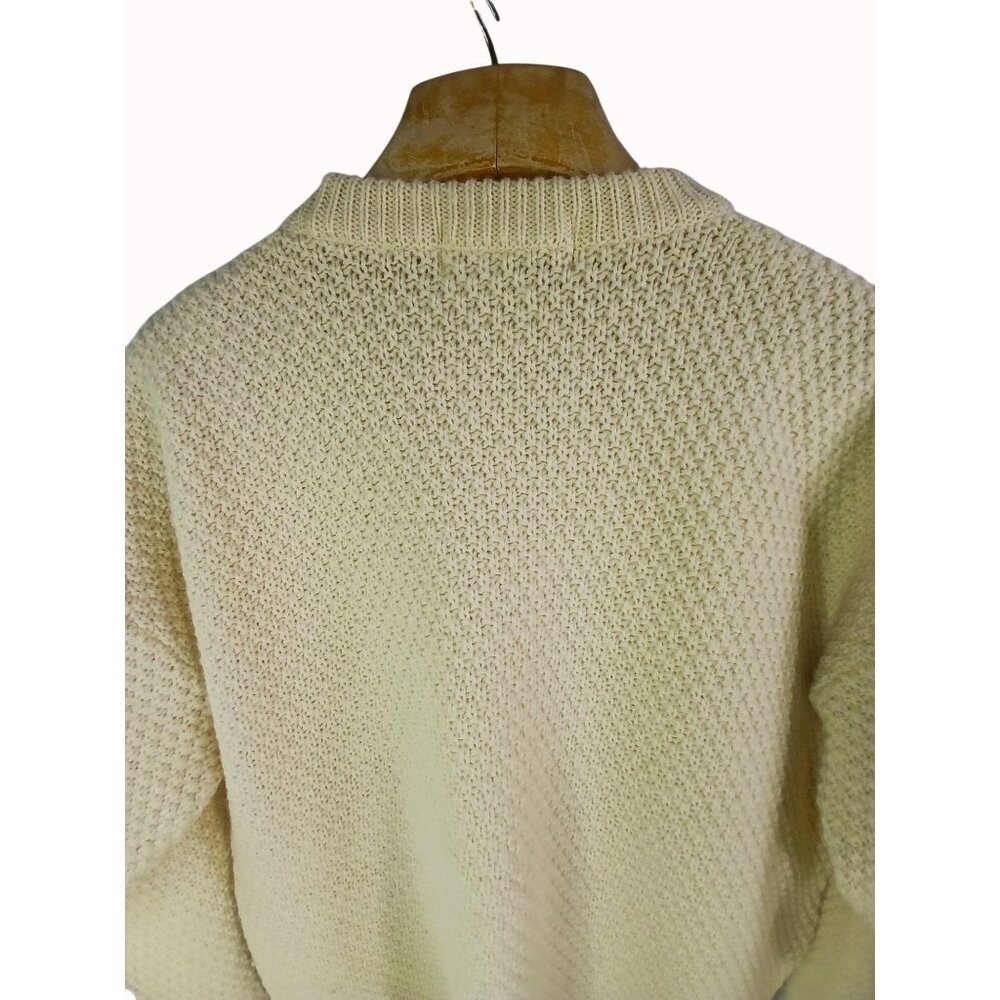 Vintage Highland Home Womens Cable Knit Wool Sweater Cream Size L Made Scotland - Picture 7 of 12
